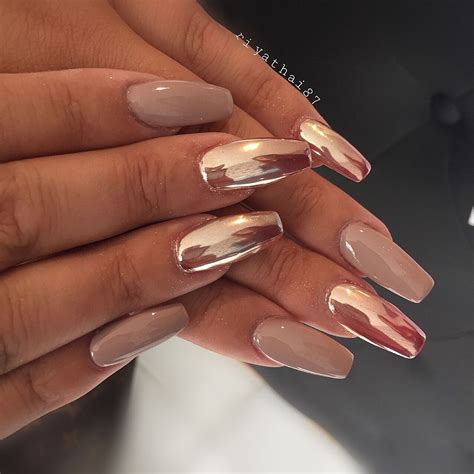 beige chrome nails